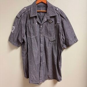 COOGI Mens Button Up Shirt Size XXXL Embroidered Y2K Streetwear Logo Hip Hop